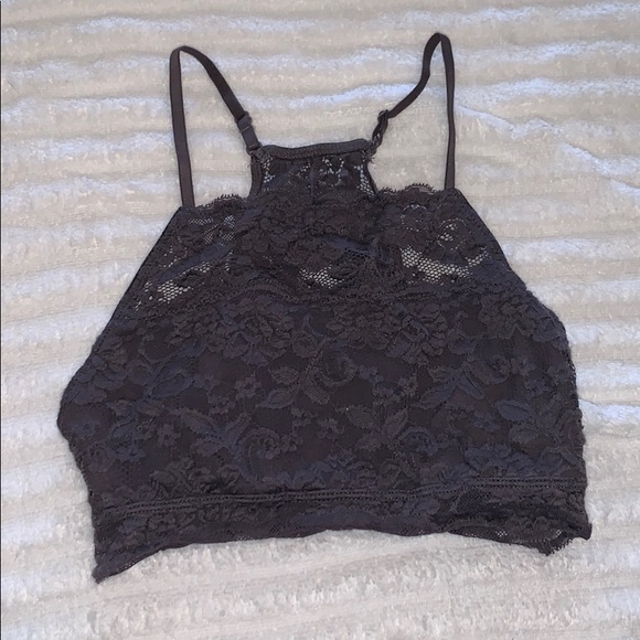 Lacey Grey High-Neck Bralette - Picture 1 of 8